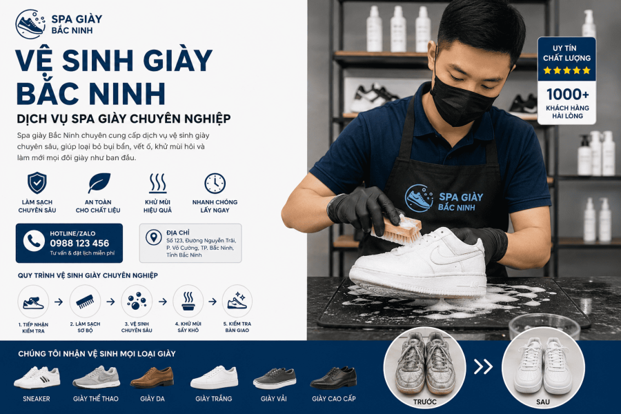 vệ sinh giày bắc ninh, spa giày bắc ninh, giặt giày, tẩy ố